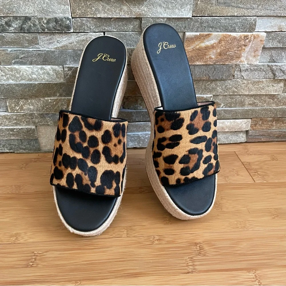 NEW J. Crew Calf Hair Camilla Espadrille Slide Sandals